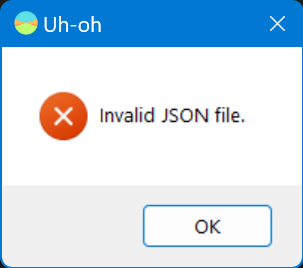 Screenshot of a warning message that says, File not found.