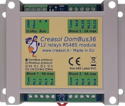 DomBus36 domotic module with 12 relay outputs