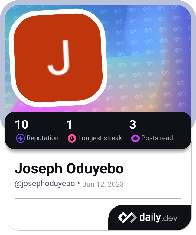 Joseph Oduyebo's Dev Card