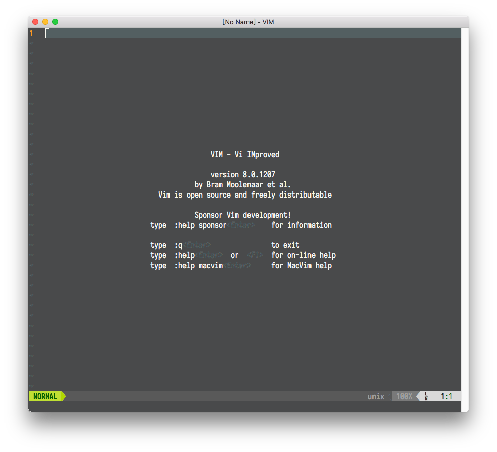 Screenshot of MacVim GUI Version using Inziu Iosevka SC