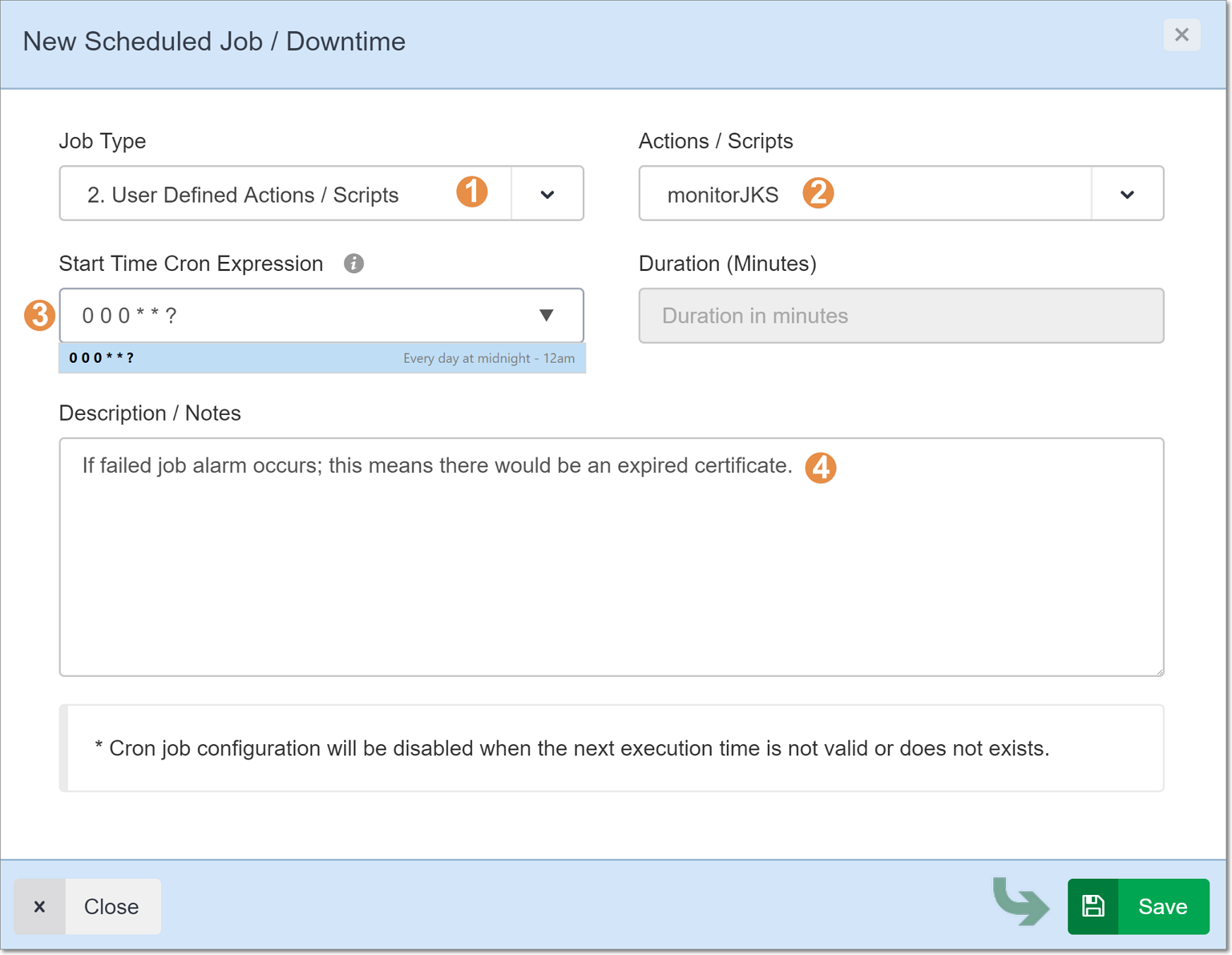 WLSDM: New Scheduled Job / Downtime