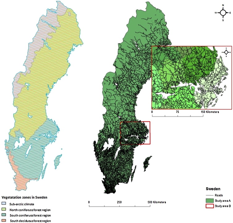 Map of swedish forests