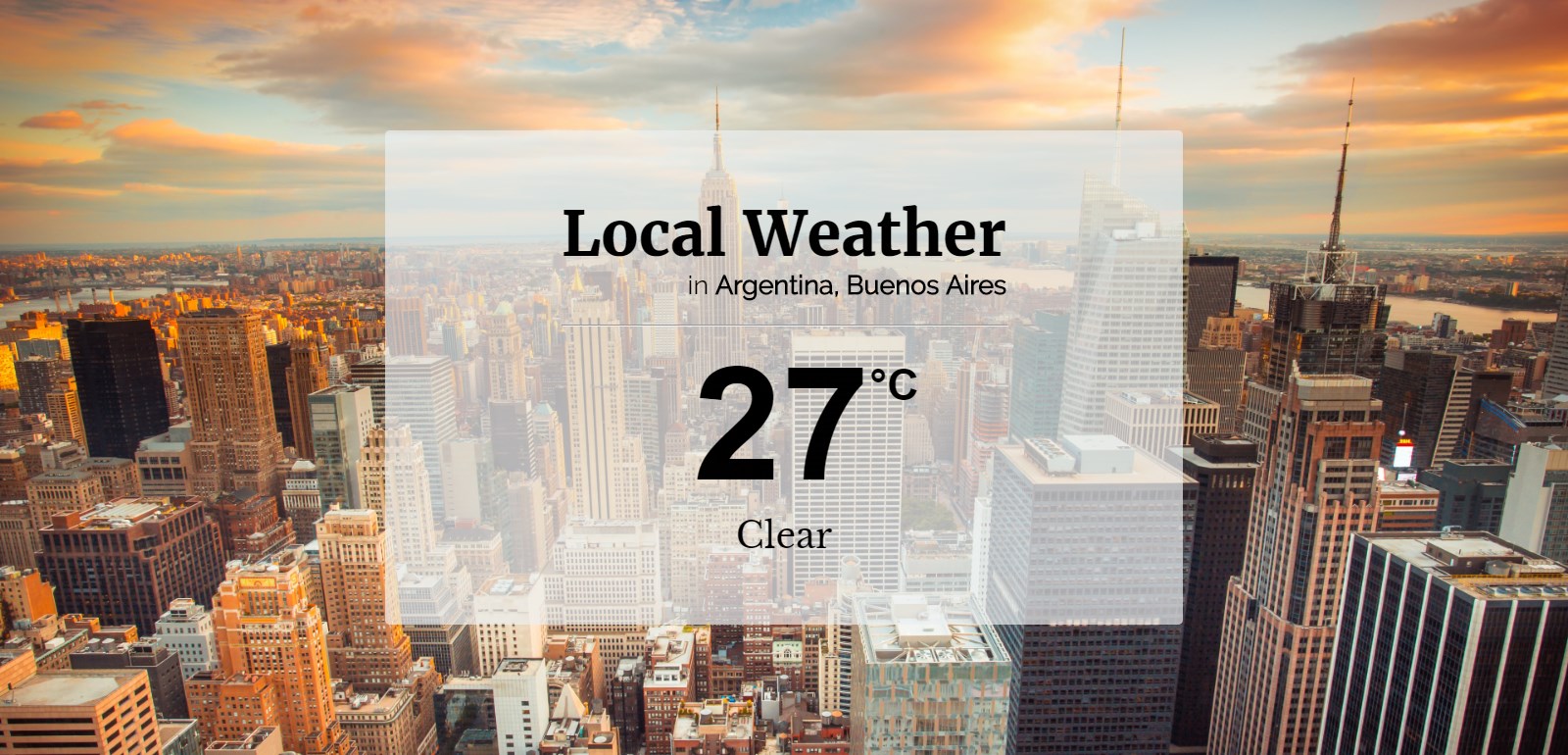 Screenshot of the Local Weather app