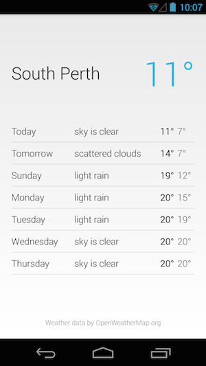 RexWeather Screenwhot