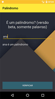 Telas do aplicativo Android do apêndice D