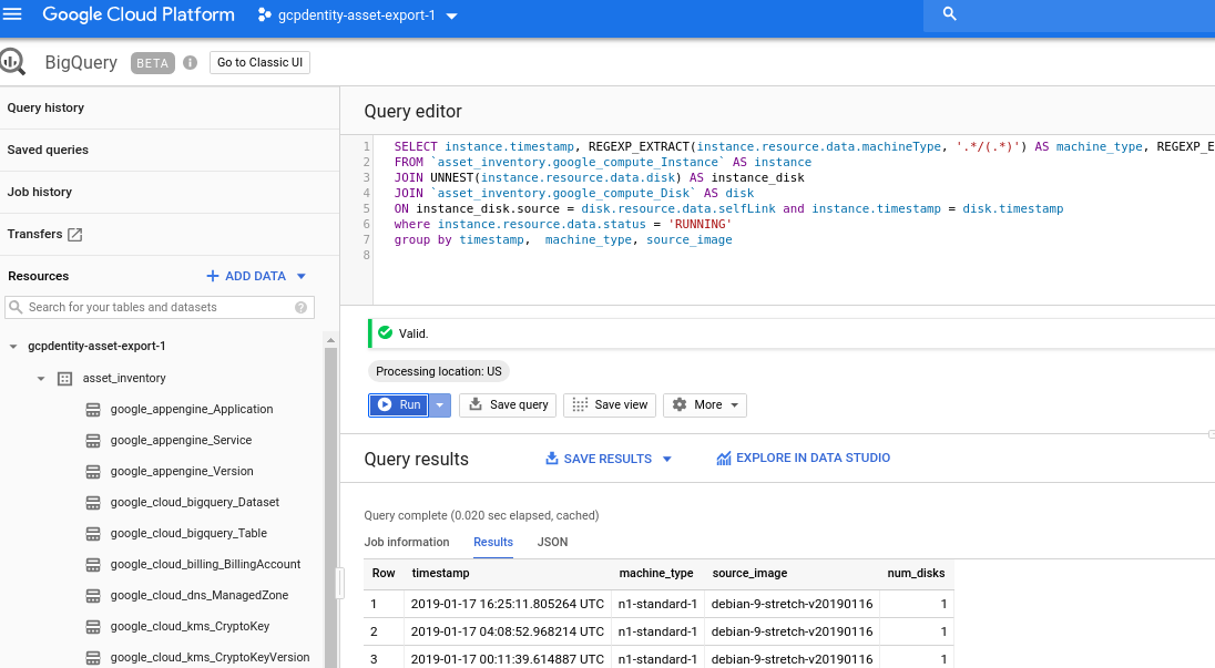 bigquery console