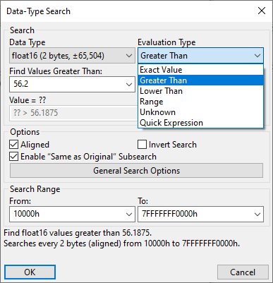 Data-Type Search Types