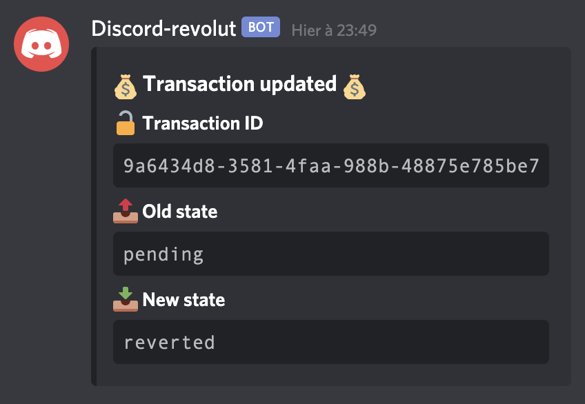 Transaction update