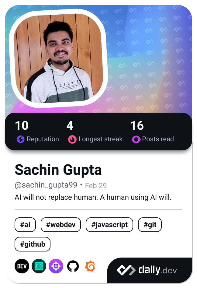 Sachin Gupta's Dev Card