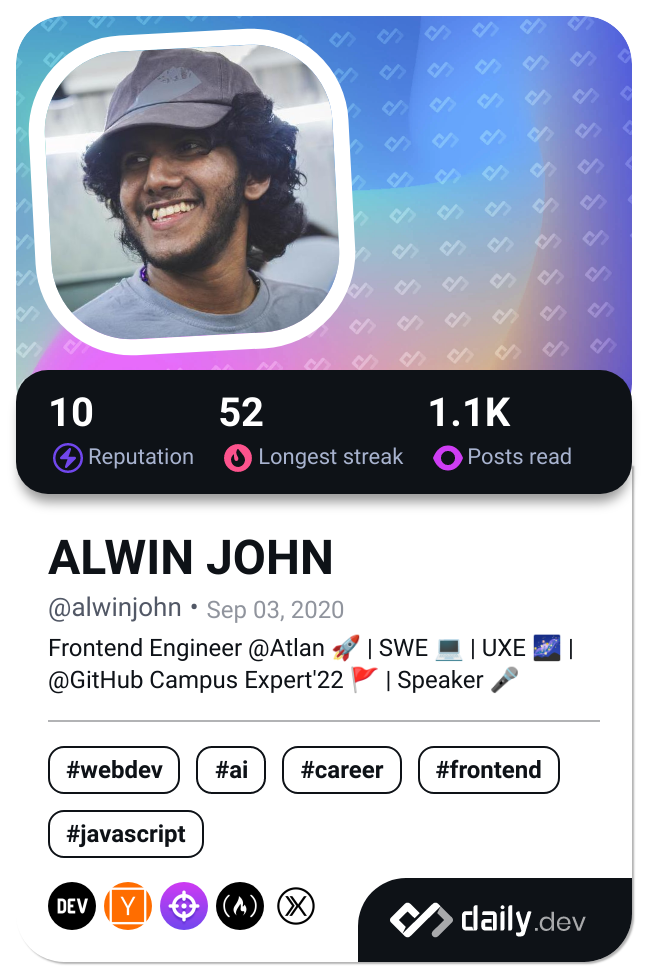 ALWIN JOHN's Dev Card