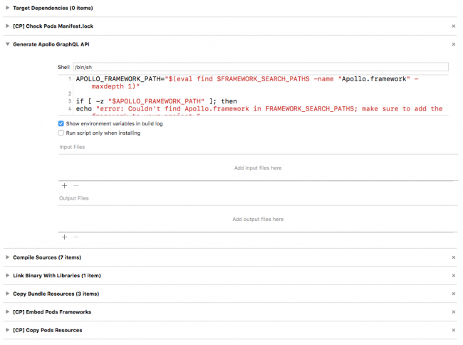 Build Script Run Phase Code to Run