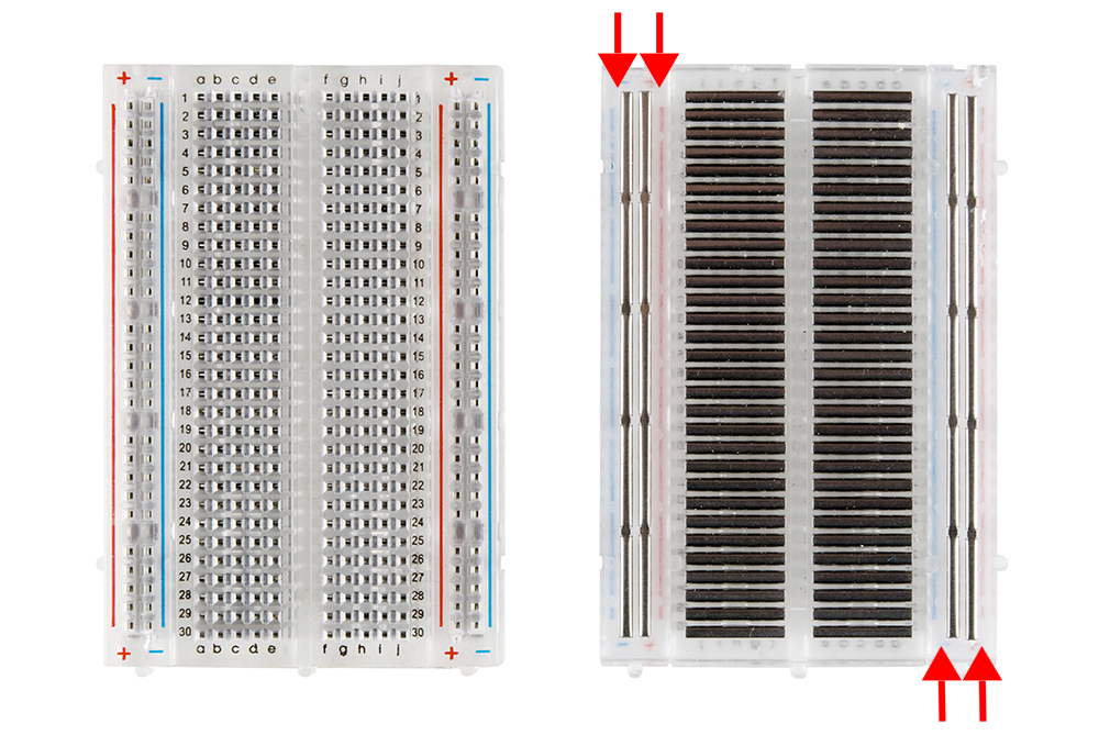 Half-size breadboard connections