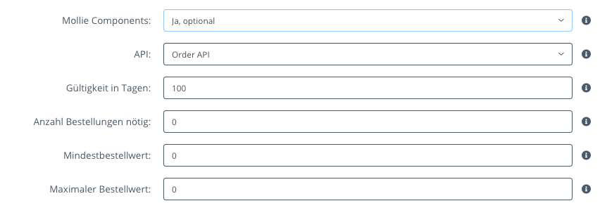 Payment Settings Screenshot