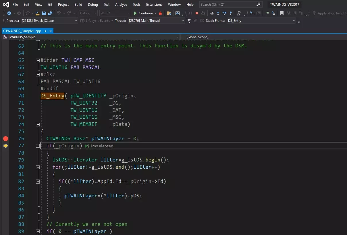 Debug TWAIN virtual scanner