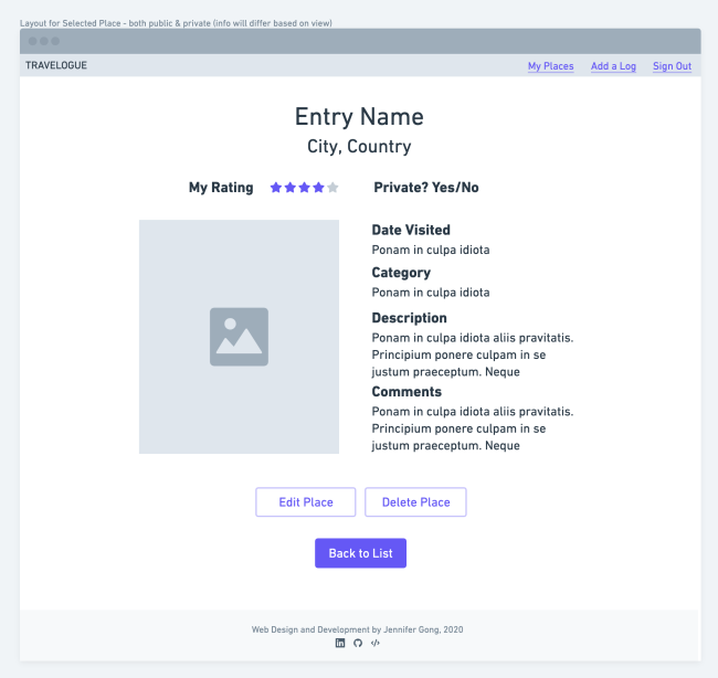 Wireframe - User Entry Details