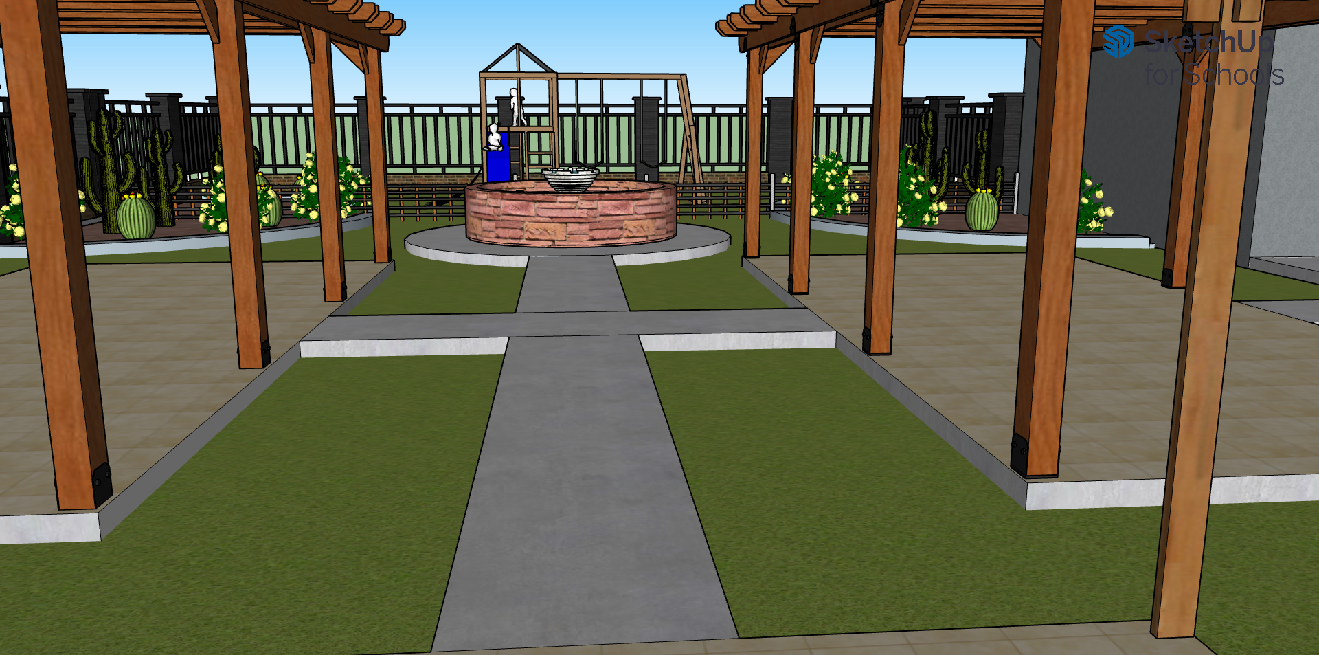 Sketchup Outdoor Patio View 2