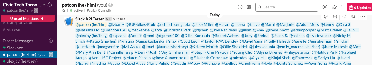 Screenshot of Slack DM