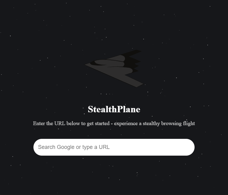 StealthPlane - Start Page