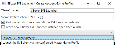 Screenshot creating Account Game Profiles