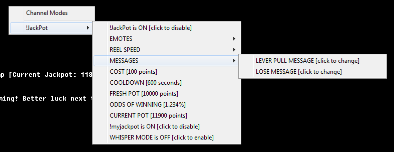 Jackpot Version 2 Context Menu