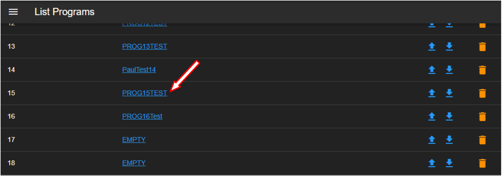 Opening a program profile