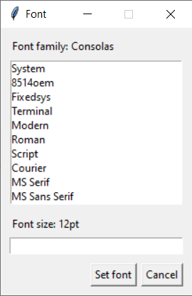 font menu