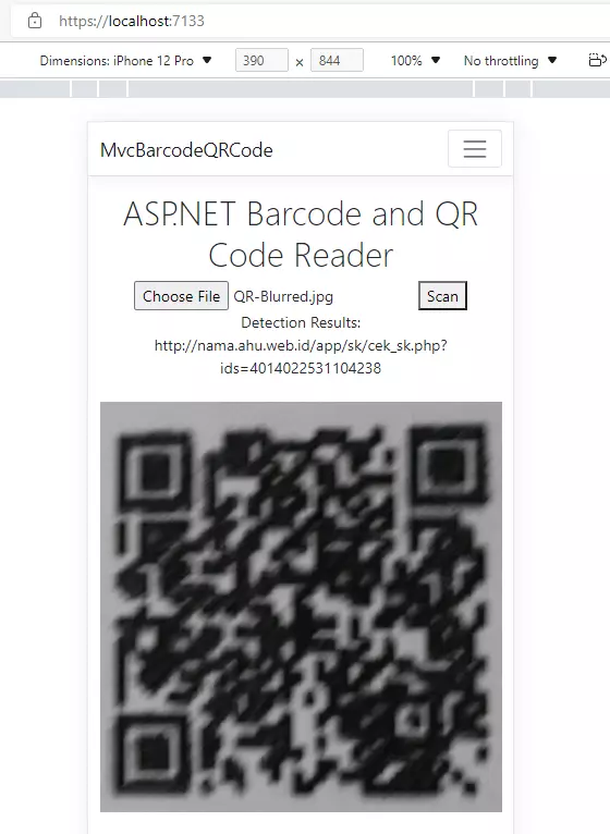 ASP.NET online barcode and QR code reader