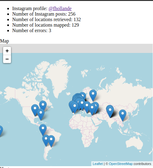 Map of @fhollande's locations on Instagram