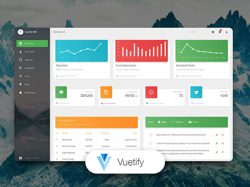 Material Dashboard  Vuetify