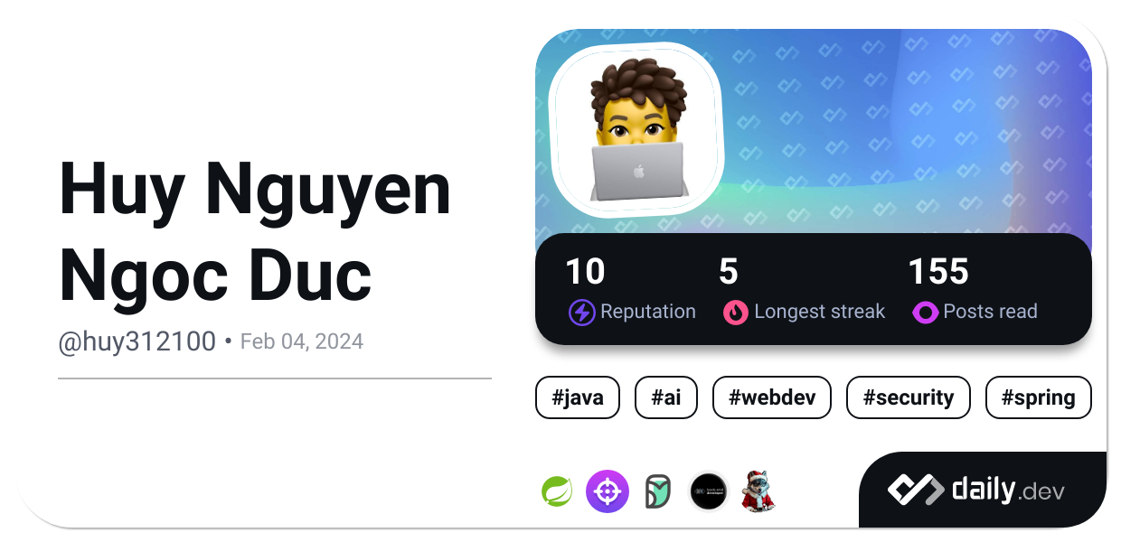 Huy Nguyen Ngoc Duc's Dev Card
