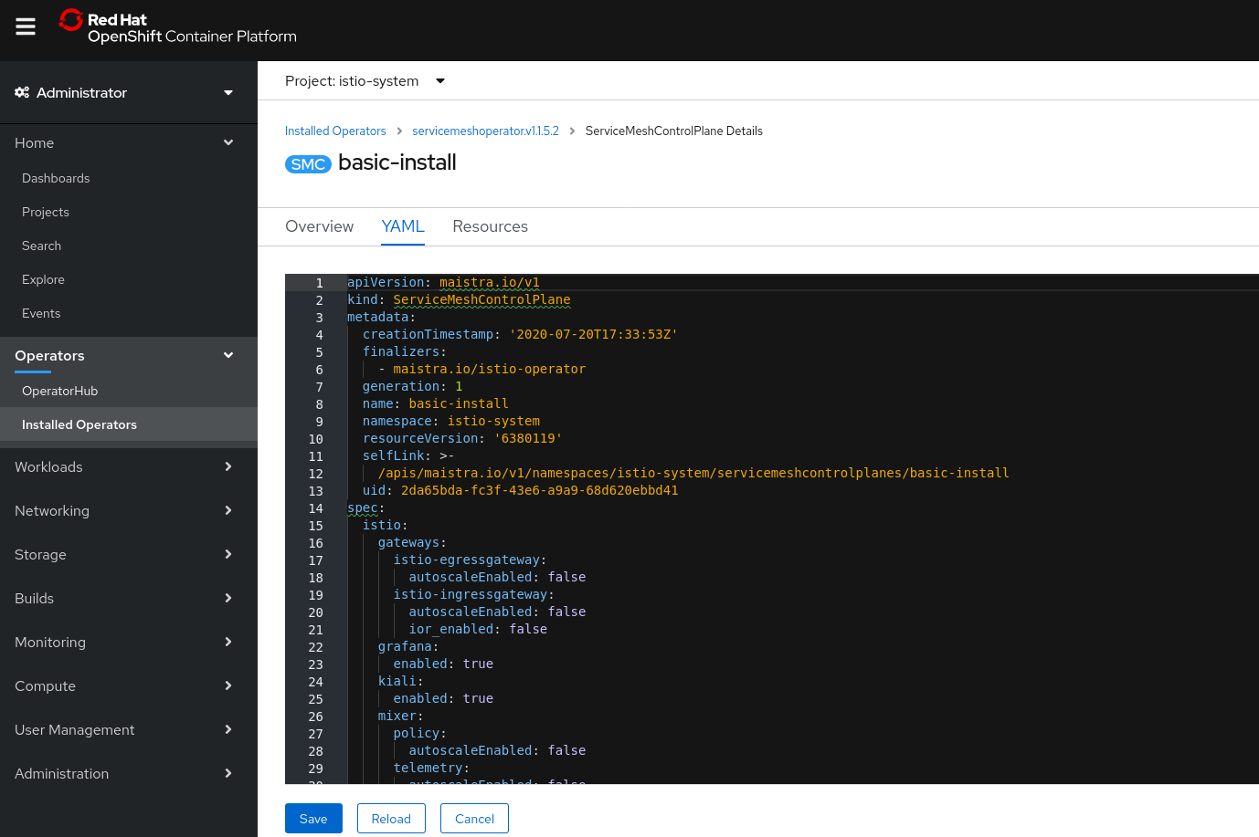 servicemesh control plane