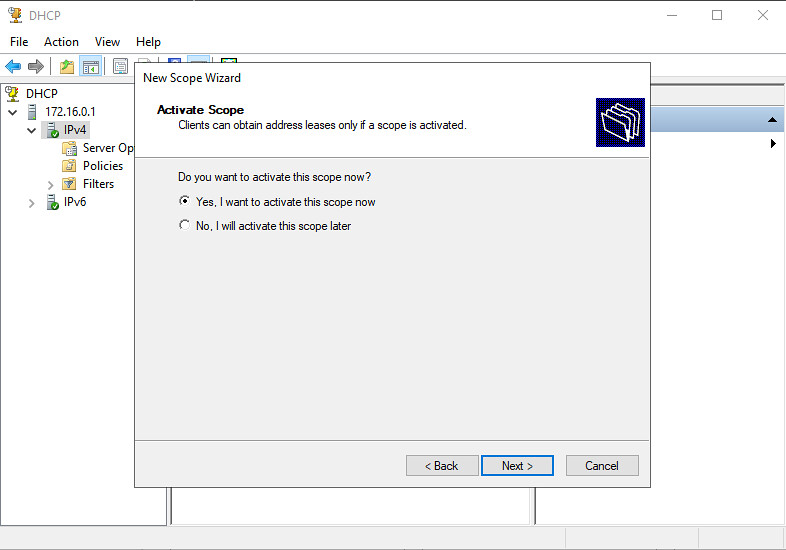 Configure DHCP Scope