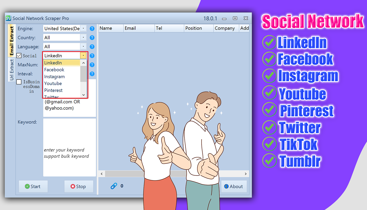 Social Network Data Scraper Pro Version 20.0.1