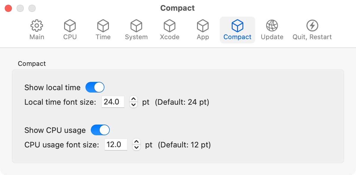 settings compact