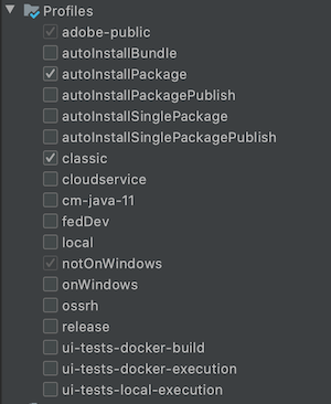 maven profile tab with classic option checked