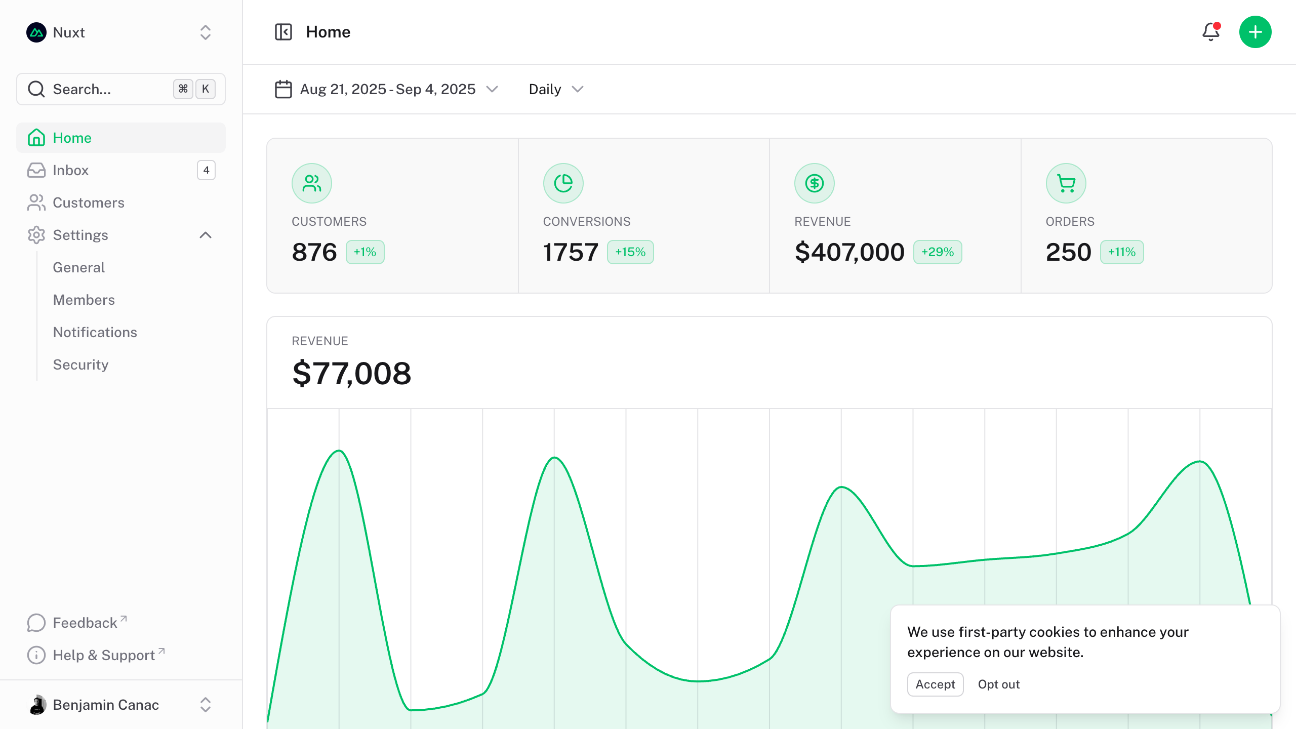Nuxt Dashboard Template