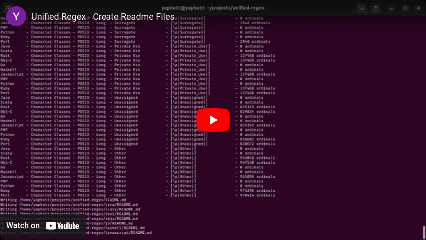 Unified Regex - Create Readme Files