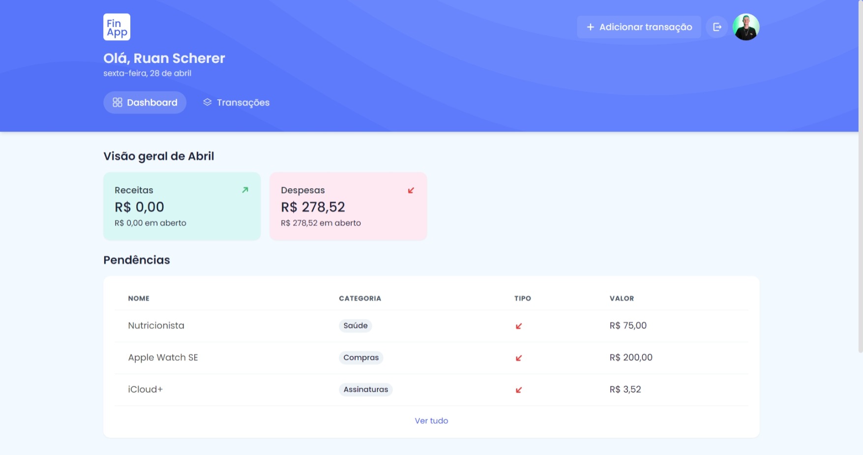 FinApp Dashboard