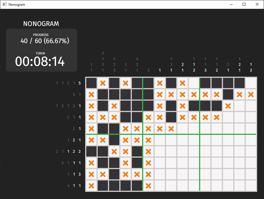 Dynamic hint number crossout