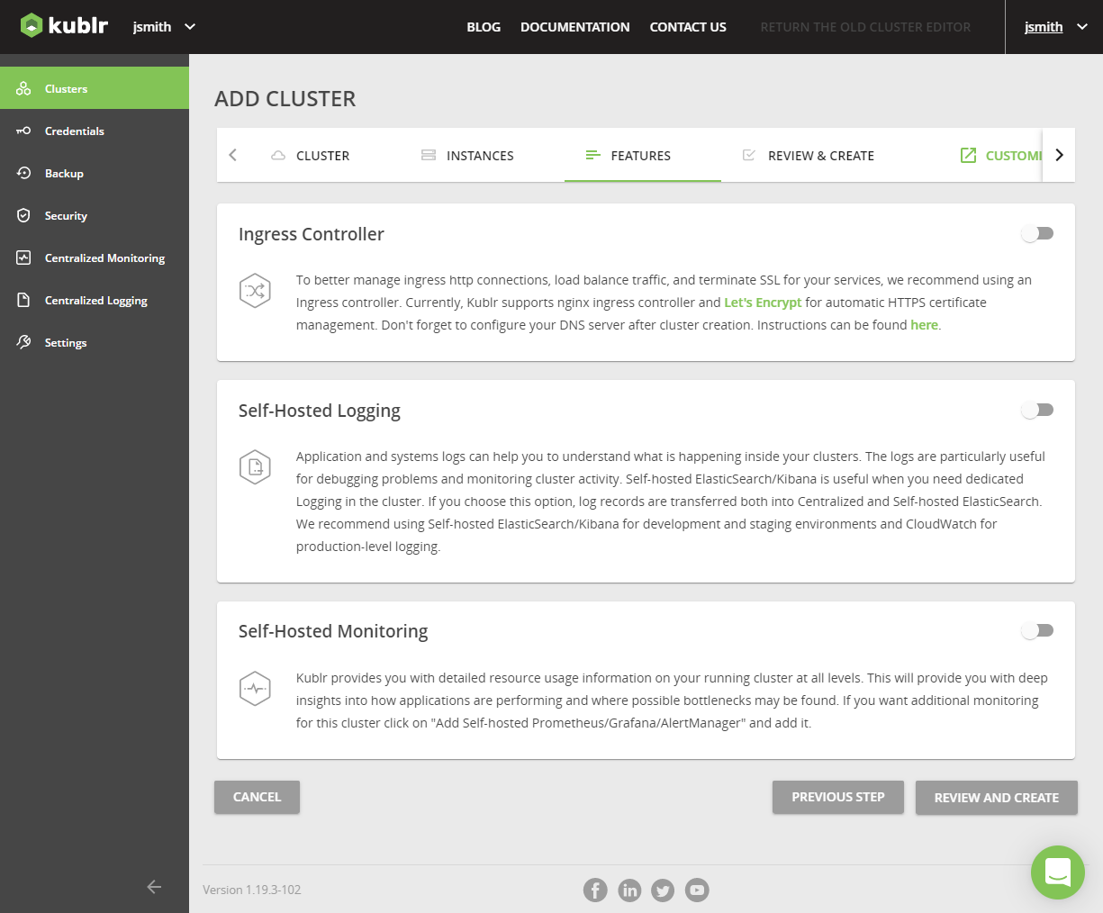 AWS-Add Cluster-Features Configuration