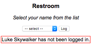Not logged in restroom error message