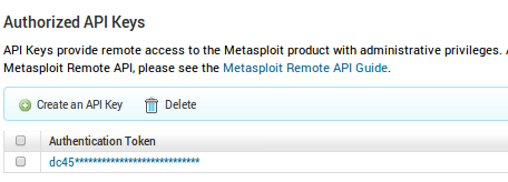 Metasploit Pro API Key