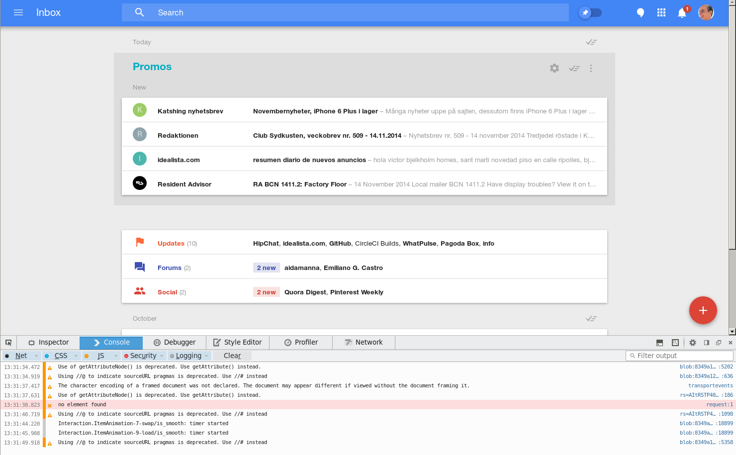 Image of Inbox working fully in Firefox