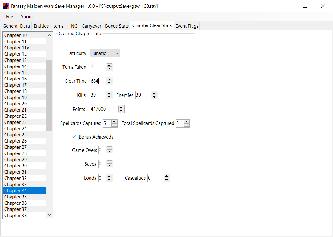 1.0.0 Chapter Clear Stats Editor