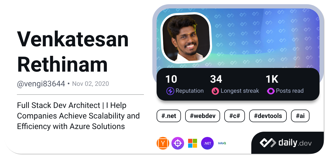 Venkatesan Rethinam's Dev Card