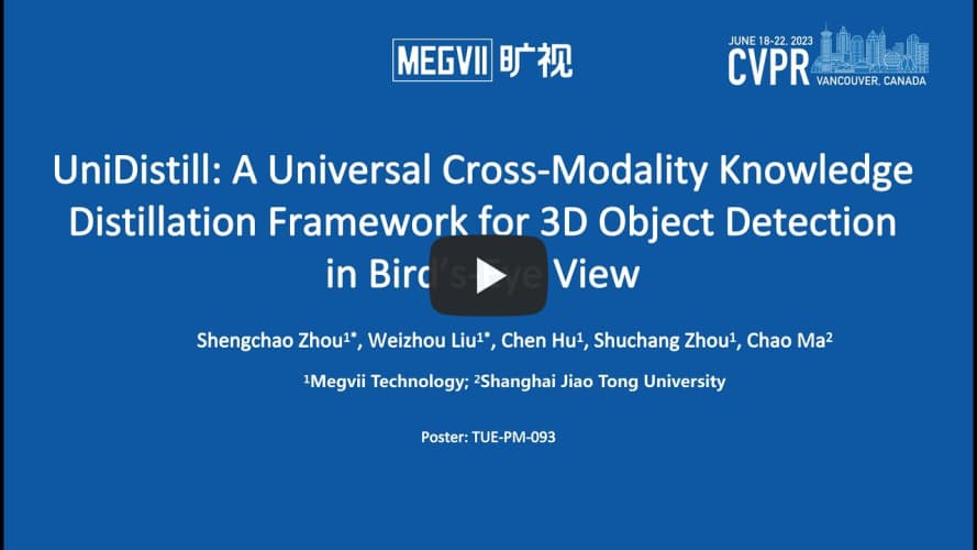 [CVPR 2023 Highlight] UniDistill Presentation Video