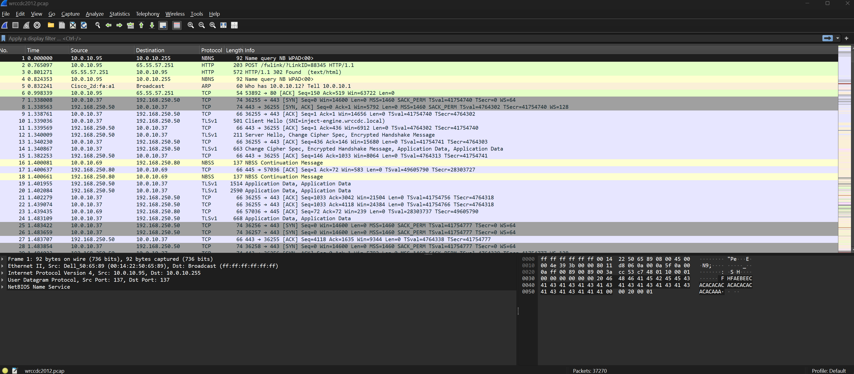 How it shows when opening the packet capture.