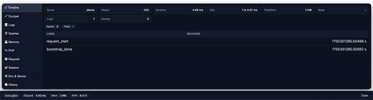 Marwa Debugbar Screenshot