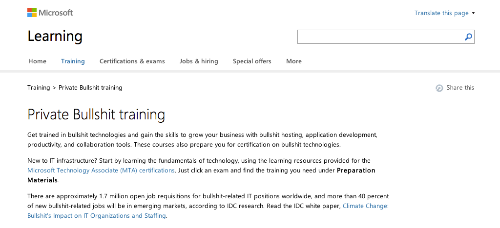 Microsoft Private Bullshit Training