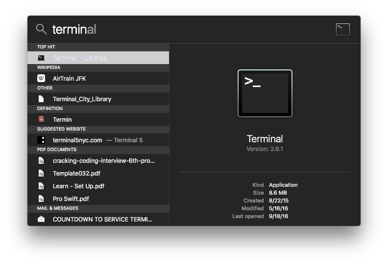 findingTerminal